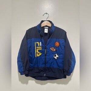 ❌SOLD❌FILA Boys Vintage Blue Windbreaker Sports Balls Appliqués Toddler Size 4T